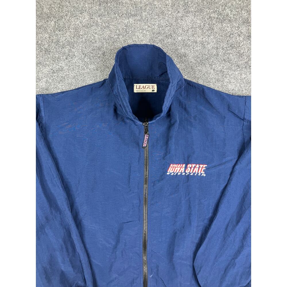 League Windbreaker Jacket Mens L Blue Iowa State USA Lightweight‎ Full Zip
